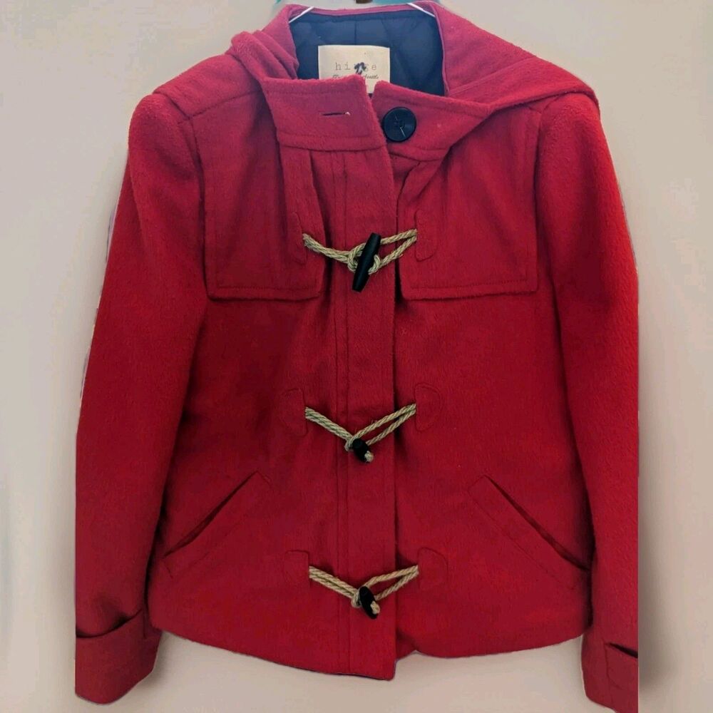 Hinge Women's Fall Red Pea Coat Insulated  Size Small